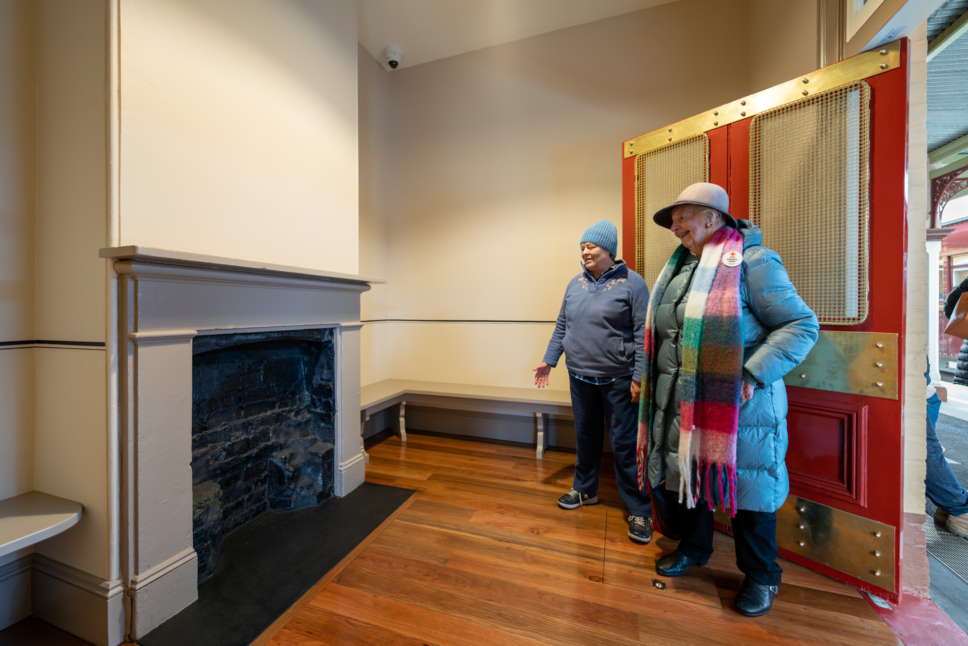Visitors to the Tarana Station Building re-opening inspect the restored amenities 