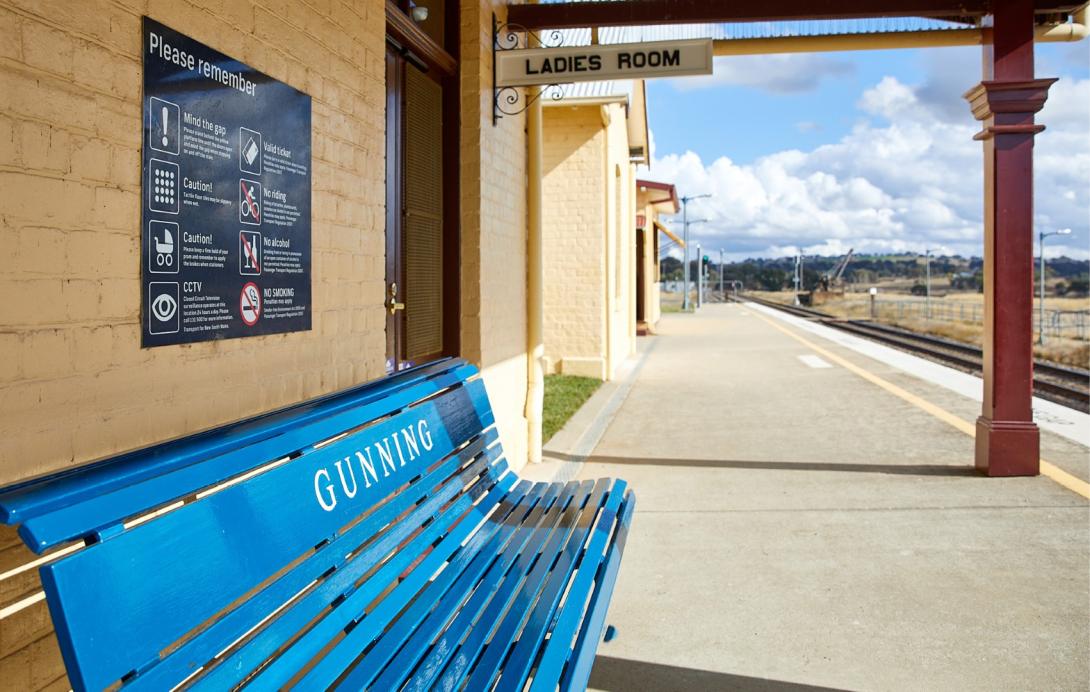 Blue bench